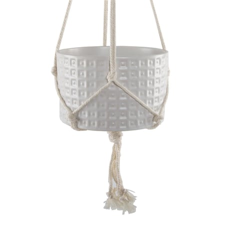 Flora Bunda 5' GLADIATOR Ceramic with macrame, Matte White CT949E-MTWH